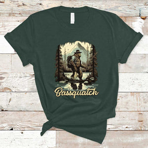 Funny Fishing T Shirt Bigfoot Fishing Outdoor Bigfoot Team Sasquatch Hunting Fishing Gifts For Men Women Fisherman TS02 Dark Forest Green Print Your Wear