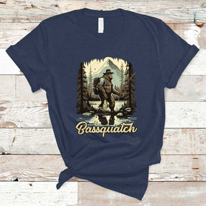 Funny Fishing T Shirt Bigfoot Fishing Outdoor Bigfoot Team Sasquatch Hunting Fishing Gifts For Men Women Fisherman TS02 Navy Print Your Wear