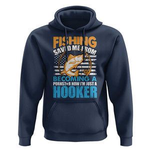 Funny Fishing Hoodie Fishing Save Me Now I'm Just A Hooker Funny American Fisherman Fishing Gift For Men Women Fisherman TS02 Navy Print Your Wear