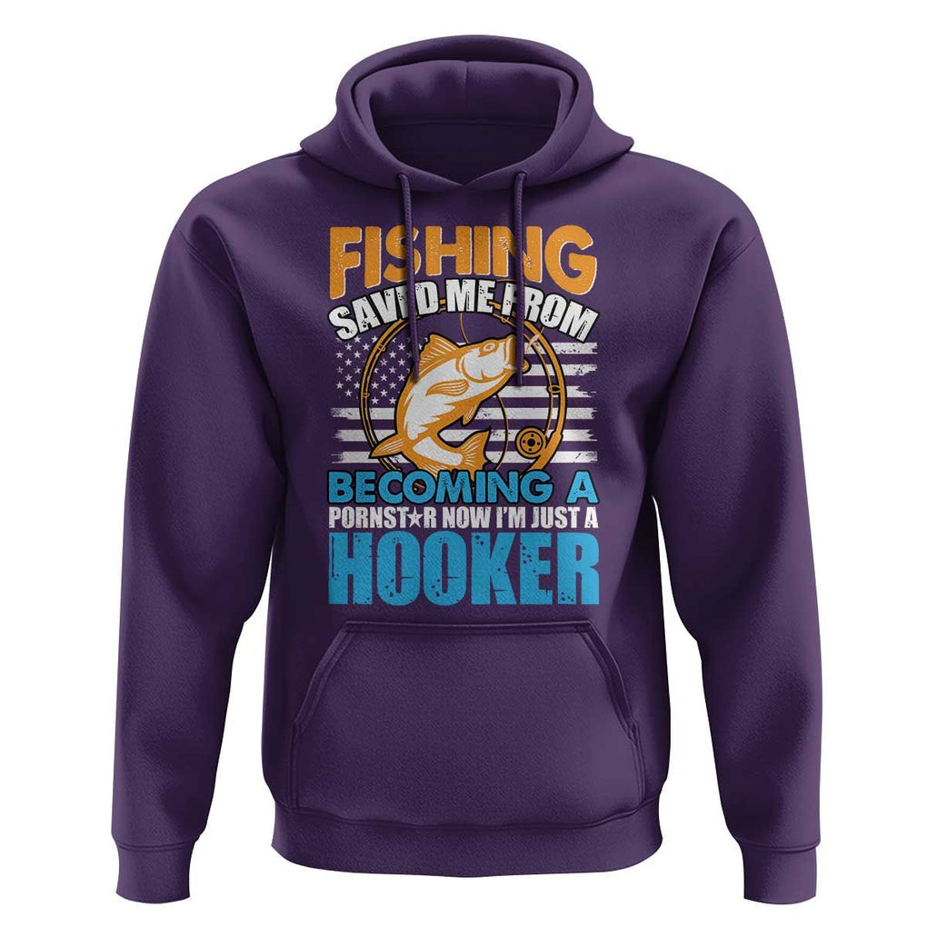 Funny Fishing Hoodie Fishing Save Me Now I'm Just A Hooker Funny American Fisherman Fishing Gift For Men Women Fisherman TS02 Purple Print Your Wear