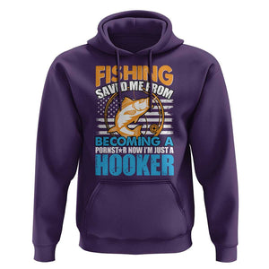 Funny Fishing Hoodie Fishing Save Me Now I'm Just A Hooker Funny American Fisherman Fishing Gift For Men Women Fisherman TS02 Purple Print Your Wear