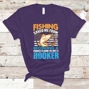 Funny Fishing T Shirt Fishing Save Me Now I'm Just A Hooker Funny American Fisherman Fishing Gift For Men Women Fisherman TS02 Purple Print Your Wear