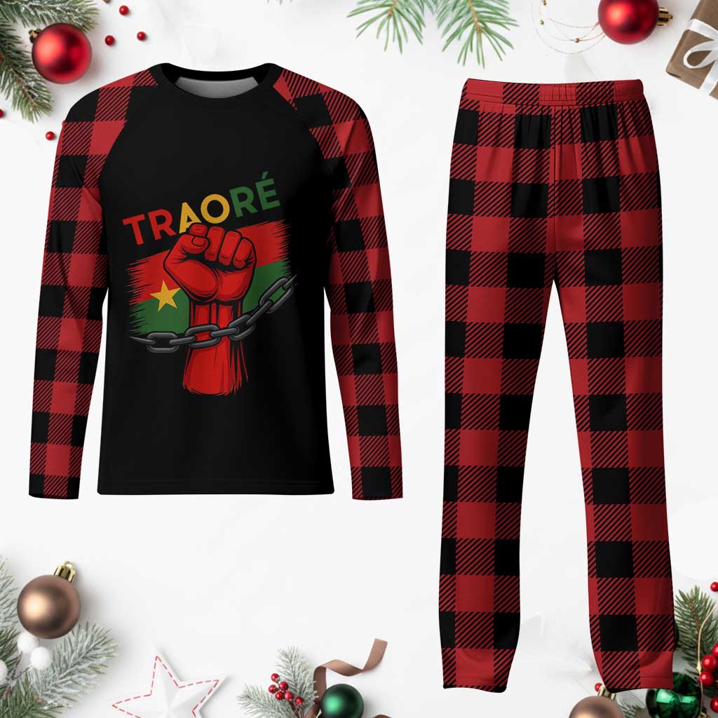 Traoré 2025 Burkina Faso Flag Plaid Pajama Set Raised Fist Broken Chains TS02 Buffalo Plaid Print Your Wear