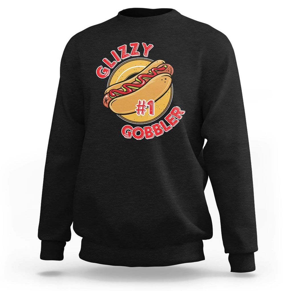 Hot Dog Lover Sweatshirt Glizzy #1 Gobbler - PrintYourWear Size: S Color: Black
