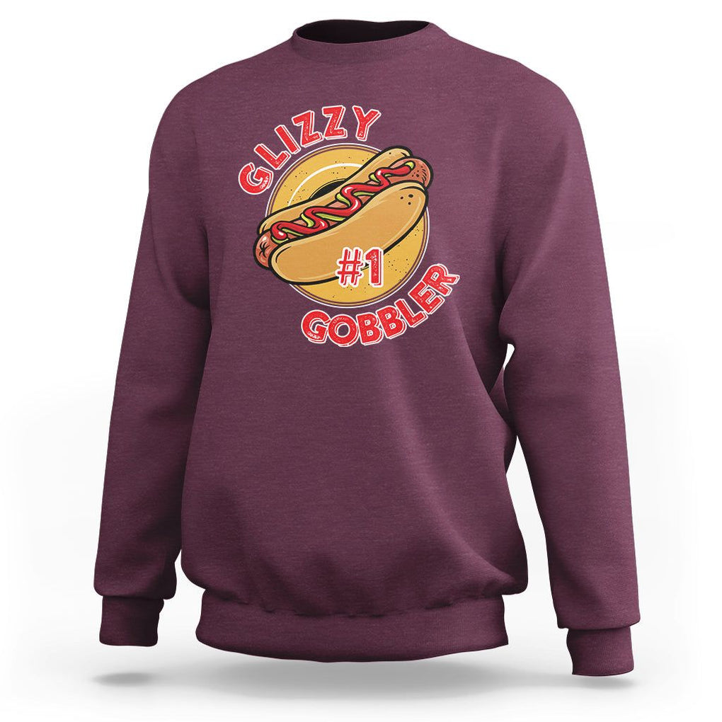 Hot Dog Lover Sweatshirt Glizzy #1 Gobbler - PrintYourWear Size: S Color: Maroon
