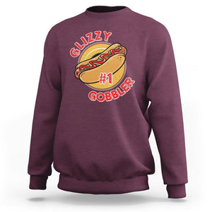 Hot Dog Lover Sweatshirt Glizzy #1 Gobbler - PrintYourWear Size: S Color: Maroon