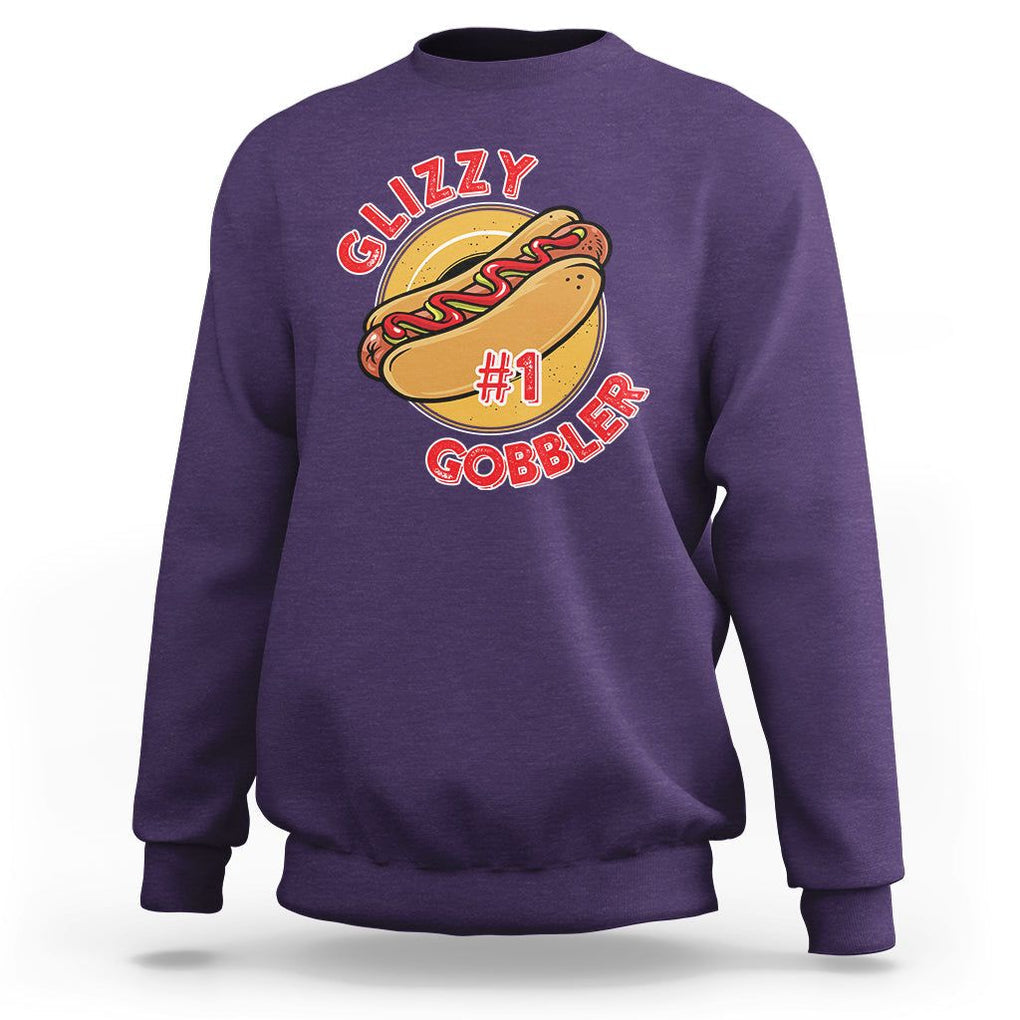 Hot Dog Lover Sweatshirt Glizzy #1 Gobbler - PrintYourWear Size: S Color: Purple