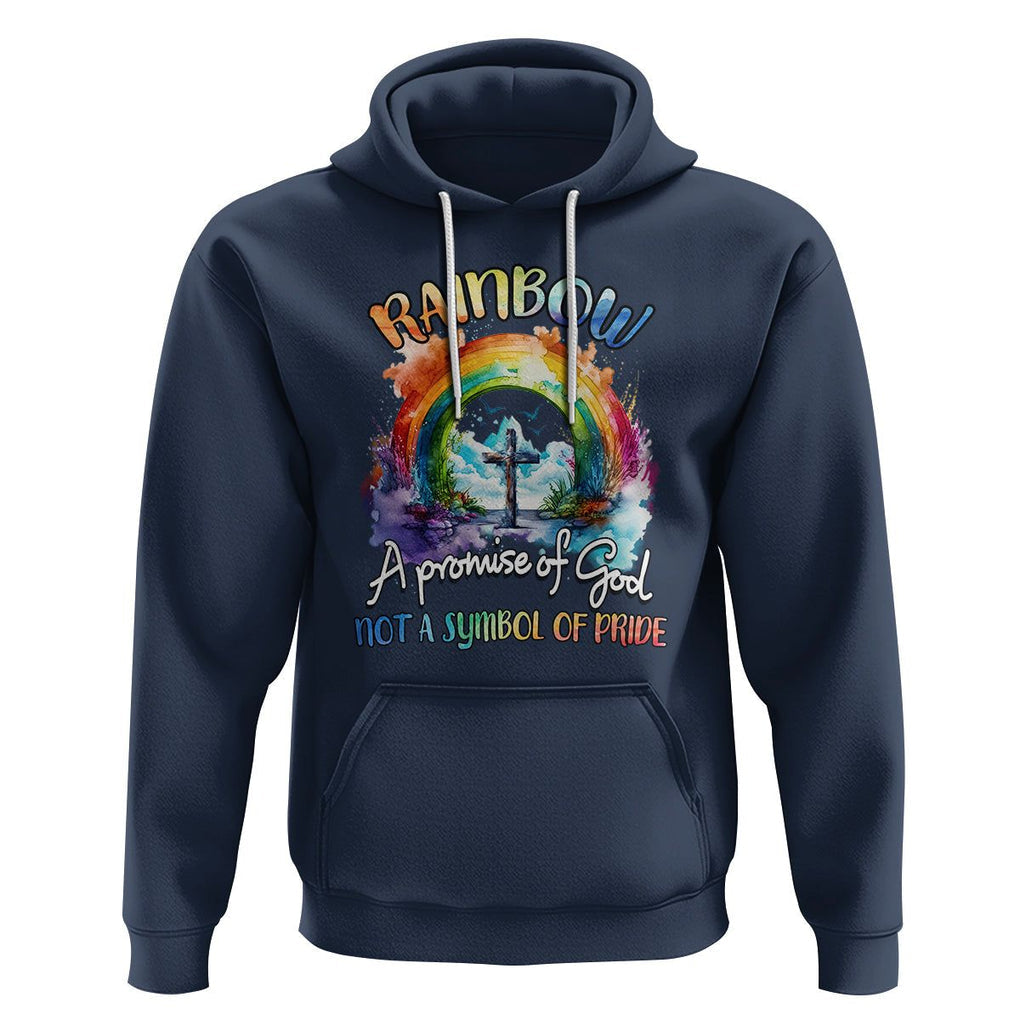 God's Promise Hoodie Rainbow A Promise Of God Not A Symbol Of Pride TS02 Navy Printyourwear