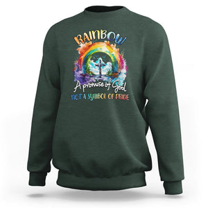 God's Promise Sweatshirt Rainbow A Promise Of God Not A Symbol Of Pride TS02 Dark Forest Green Printyourwear