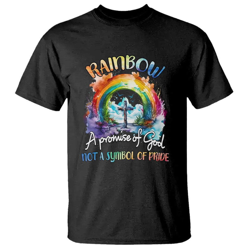 Rainbow God's Promise Christian T Shirt Faith Over Pride TS02 Black Printyourwear