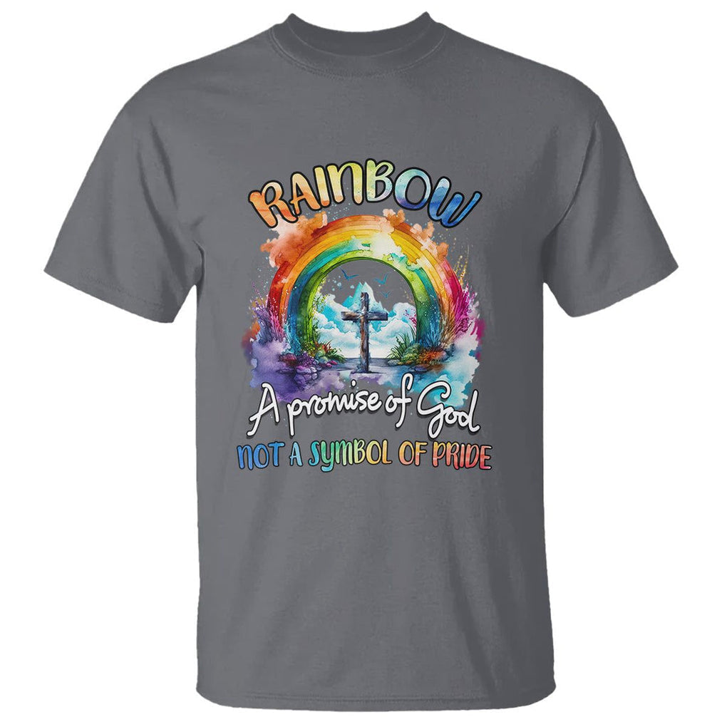 Rainbow God's Promise Christian T Shirt Faith Over Pride TS02 Charcoal Printyourwear