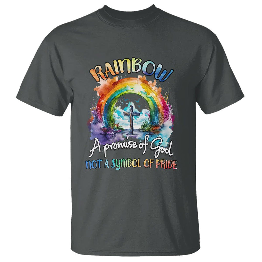 Rainbow God's Promise Christian T Shirt Faith Over Pride TS02 Dark Heather Printyourwear
