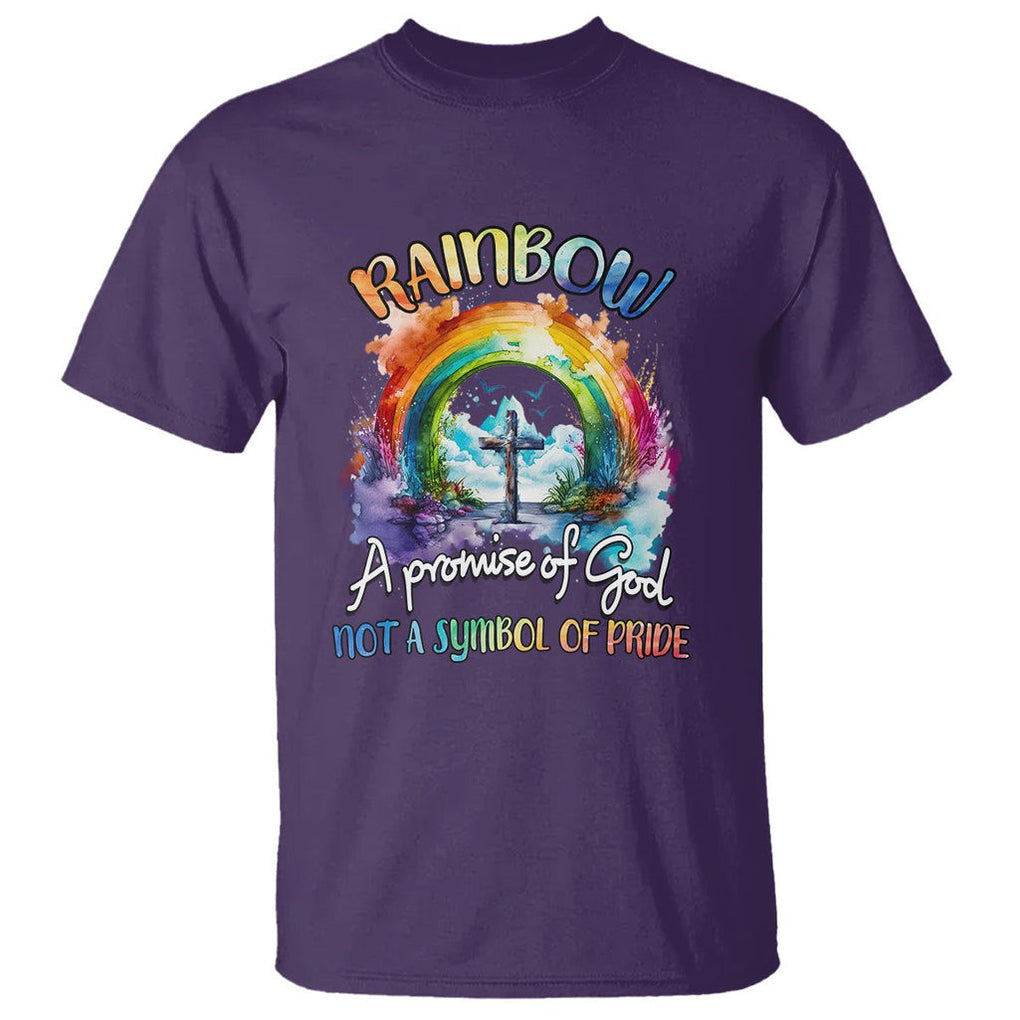 Rainbow God's Promise Christian T Shirt Faith Over Pride TS02 Purple Printyourwear