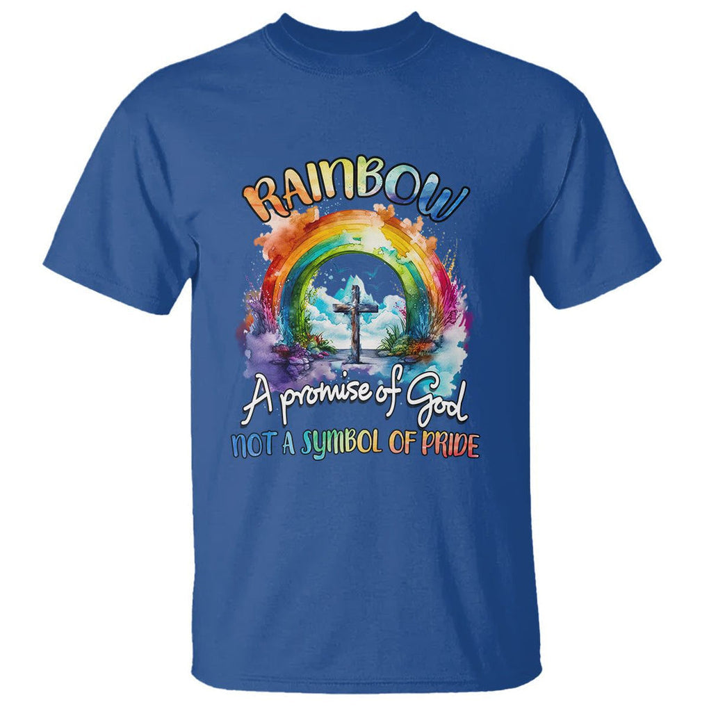 Rainbow God's Promise Christian T Shirt Faith Over Pride TS02 Royal Blue Printyourwear