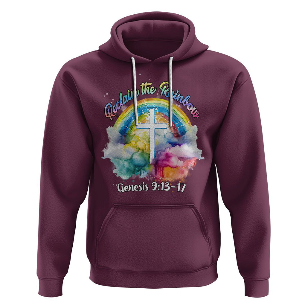 God's Promise Hoodie Reclaim The Rainbow Genesis 9:13-17 TS02 Maroon Printyourwear