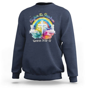 God's Promise Sweatshirt Reclaim The Rainbow Genesis 9:13-17 TS02 Navy Printyourwear