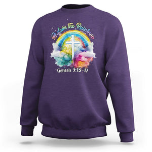 God's Promise Sweatshirt Reclaim The Rainbow Genesis 9:13-17 TS02 Purple Printyourwear