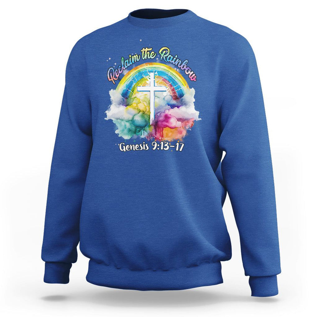God's Promise Sweatshirt Reclaim The Rainbow Genesis 9:13-17 TS02 Royal Blue Printyourwear
