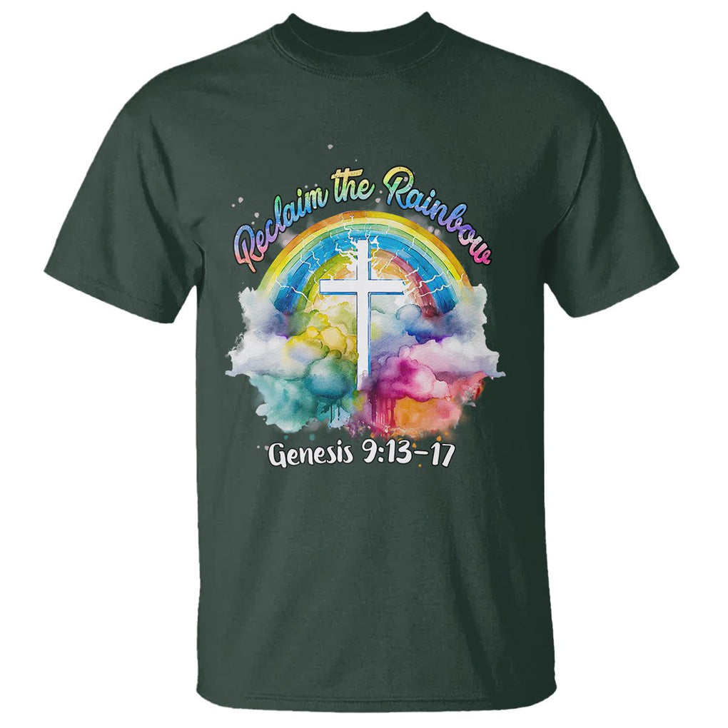 God's Promise T Shirt Reclaim The Rainbow Genesis 9:13-17 TS02 Dark Forest Green Printyourwear