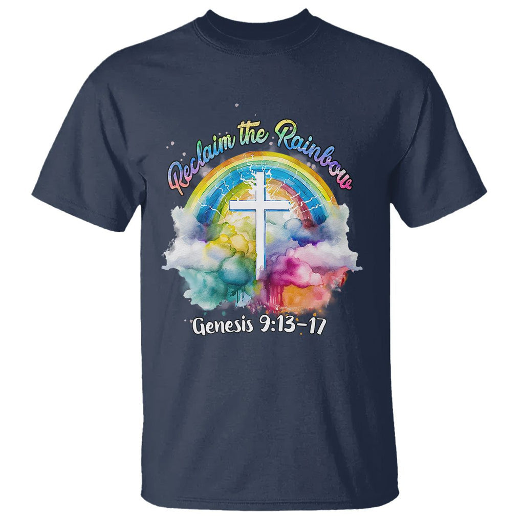 God's Promise T Shirt Reclaim The Rainbow Genesis 9:13-17 TS02 Navy Printyourwear