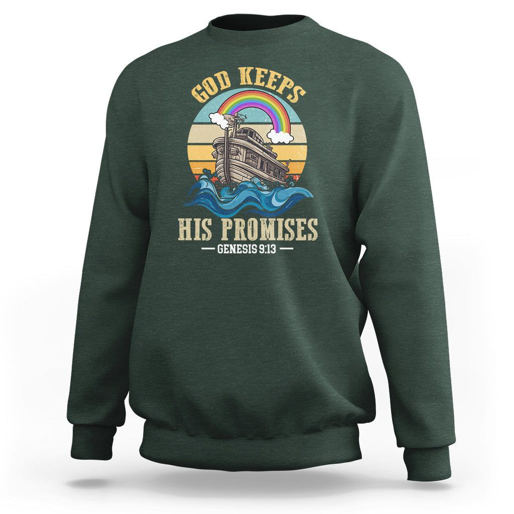 God's Promise Sweatshirt God Keeps His Promises Genesis 9:13 TS02 Dark Forest Green Printyourwear