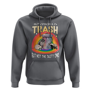 Funny Gay Pride Hoodie Homophobia Is Trash Raccoon Opossum Ally TS02 Charcoal Print Your Wear