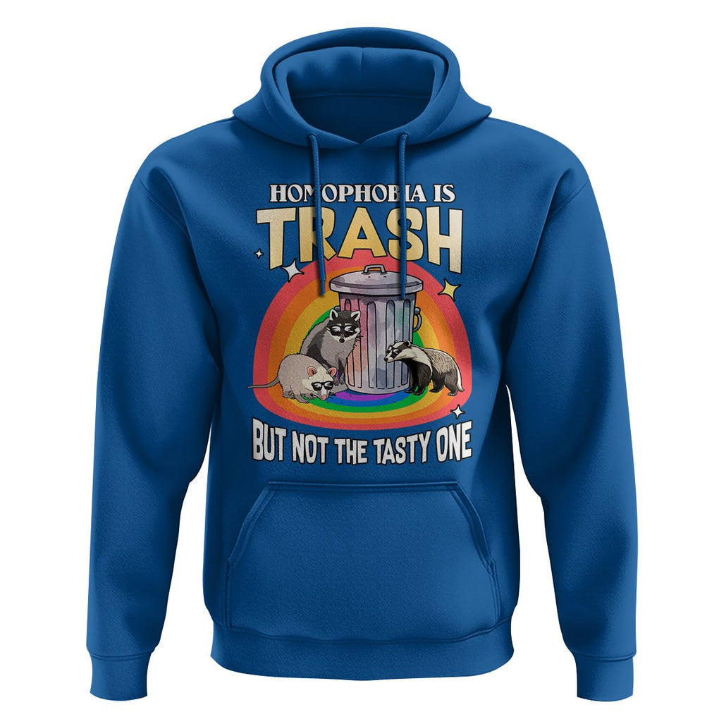 Funny Gay Pride Hoodie Homophobia Is Trash Raccoon Opossum Ally TS02 Royal Blue Print Your Wear