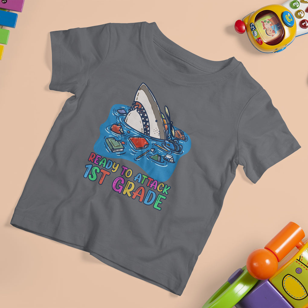 Ready To Attack 1st Grade Shark First Day of First Grade T Shirt For Kid TS02 Printyourwear