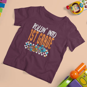 Rolling Into 1st Grade T Shirt For Kid Skateboard Skating Boys Back To School TS02 Printyourwear