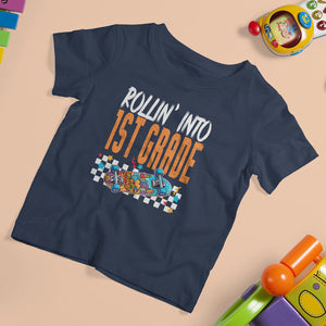 Rolling Into 1st Grade T Shirt For Kid Skateboard Skating Boys Back To School TS02 Printyourwear
