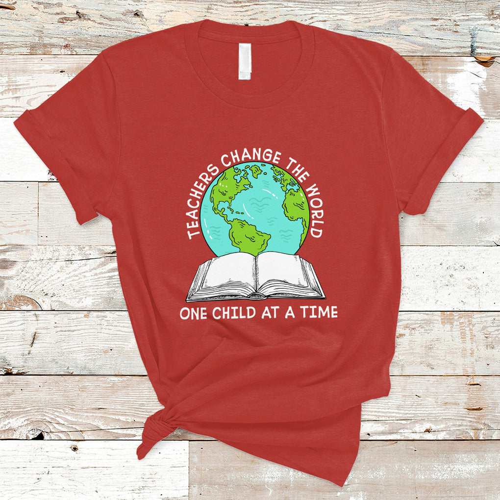 Teachers Change The World One Child At A Time Teacher Life T Shirt TS02 Red Printyourwear