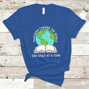 Teachers Change The World One Child At A Time Teacher Life T Shirt TS02 Royal Blue Printyourwear