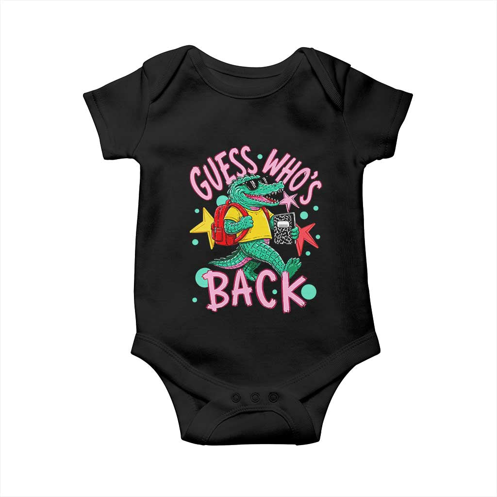 Funny Retro Alligator First Day of School Baby Onesie Guess Who is Back Cute Kids Gift