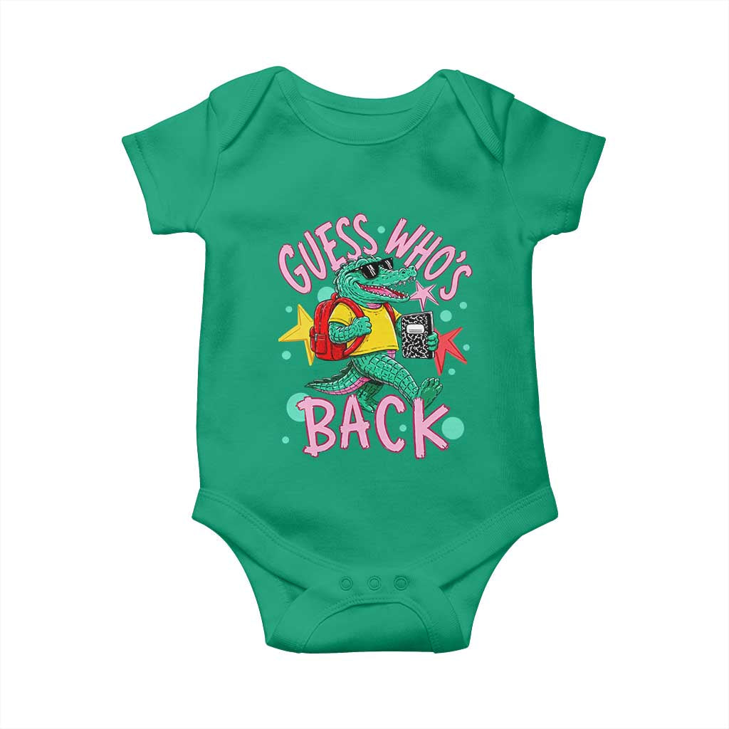 Funny Retro Alligator First Day of School Baby Onesie Guess Who is Back Cute Kids Gift