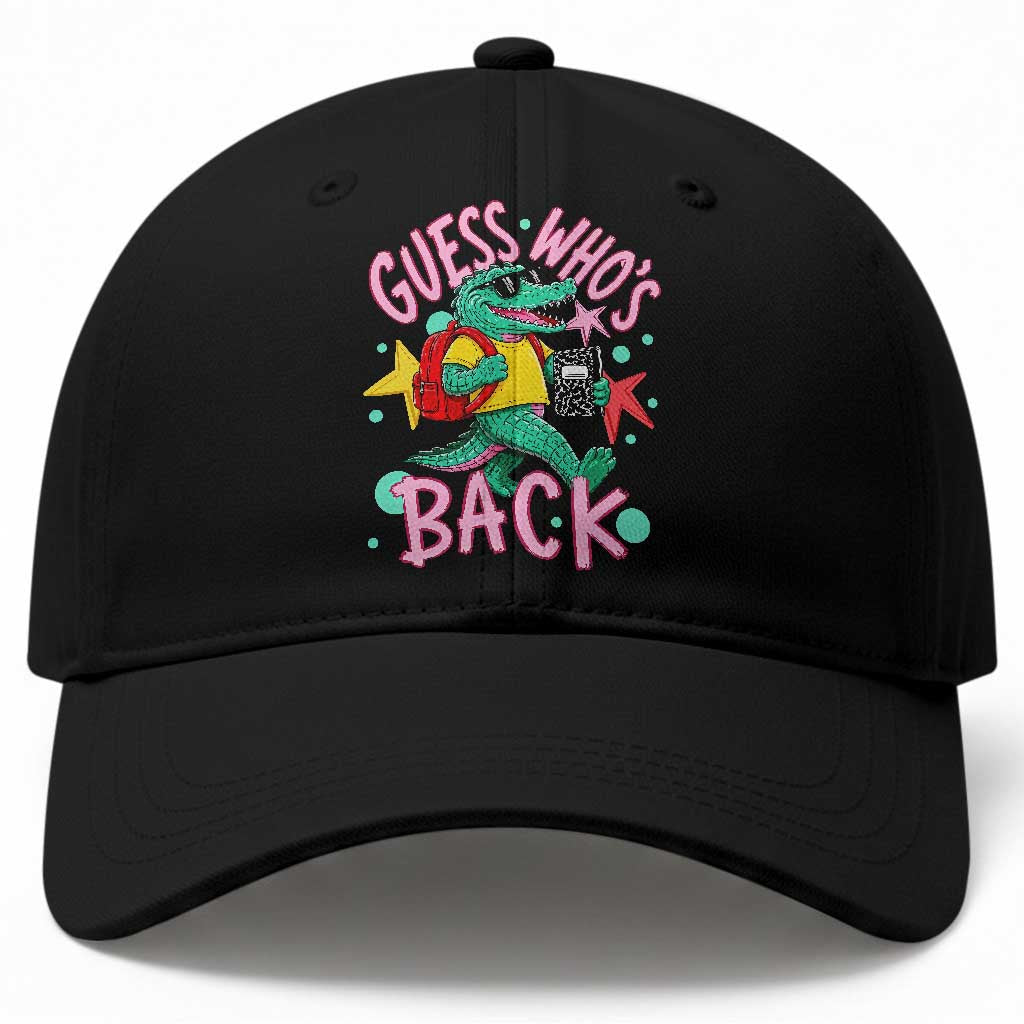 Funny Retro Alligator First Day of School Baseball Cap Guess Who is Back Cute Kids Gift TS02 Print Your Wear