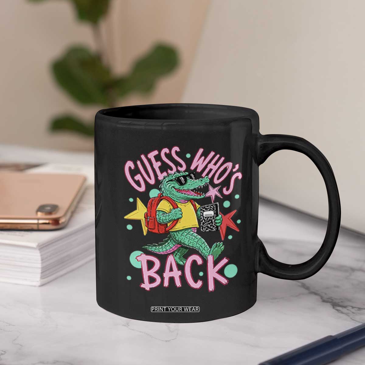 Funny Retro Alligator First Day of School Coffee Mug Guess Who is Back Cute Kids Gift