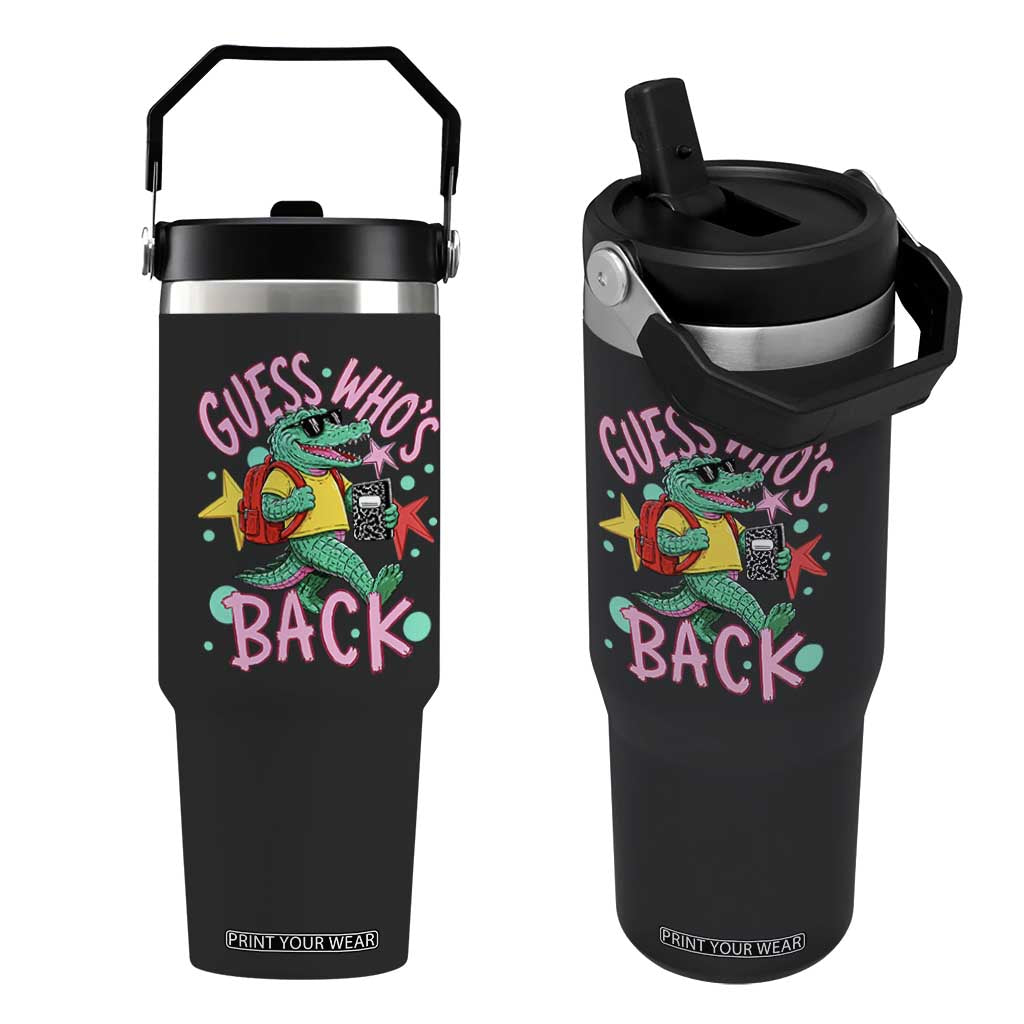 Funny Retro Alligator First Day of School Flip Straw Tumbler Guess Who is Back Cute Kids Gift