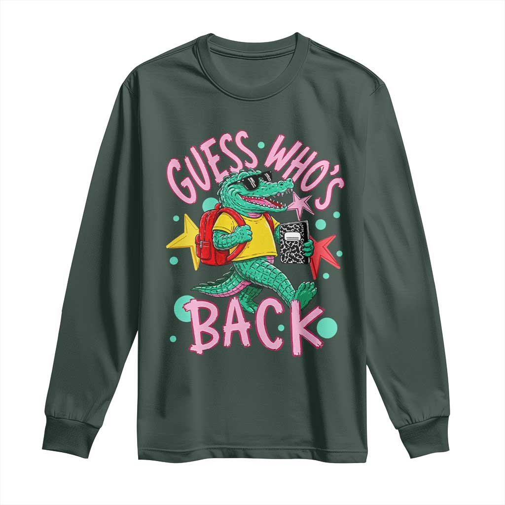 Funny Retro Alligator First Day of School Long Sleeve Shirt Guess Who is Back Cute Kids Gift
