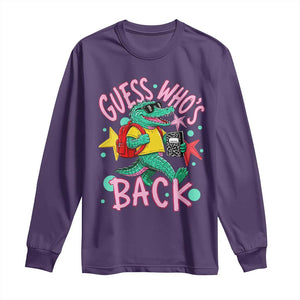 Funny Retro Alligator First Day of School Long Sleeve Shirt Guess Who is Back Cute Kids Gift