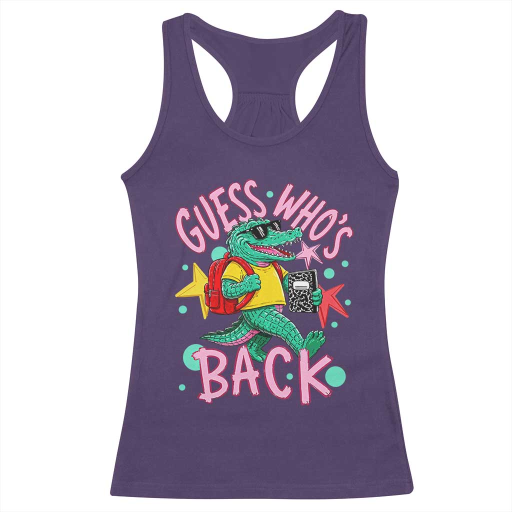 Funny Retro Alligator First Day of School Racerback Tank Top Guess Who is Back Cute Kids Gift