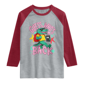 Funny Retro Alligator First Day of School Raglan Shirt Guess Who is Back Cute Kids Gift