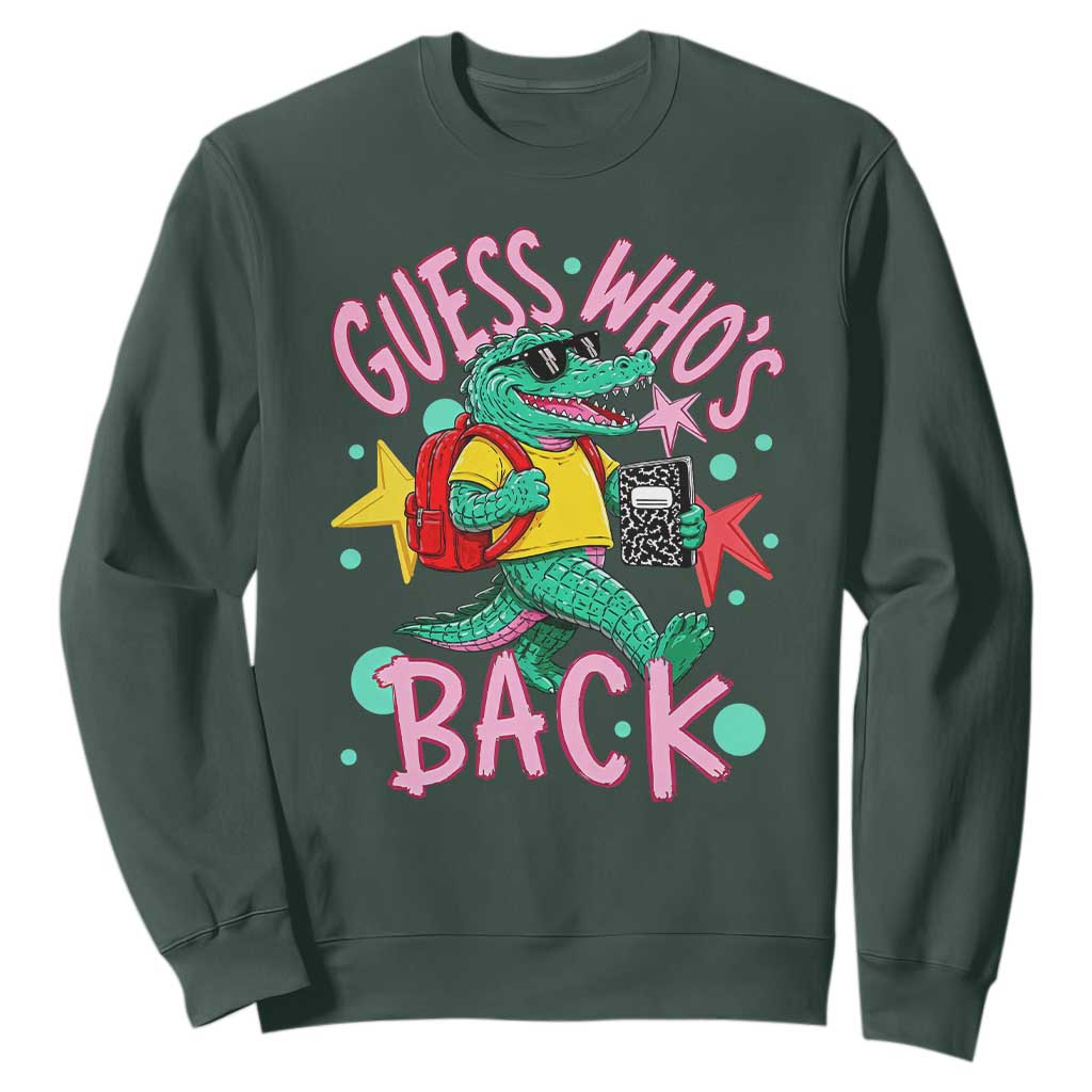 Funny Retro Alligator First Day of School Sweatshirt Guess Who is Back Cute Kids Gift
