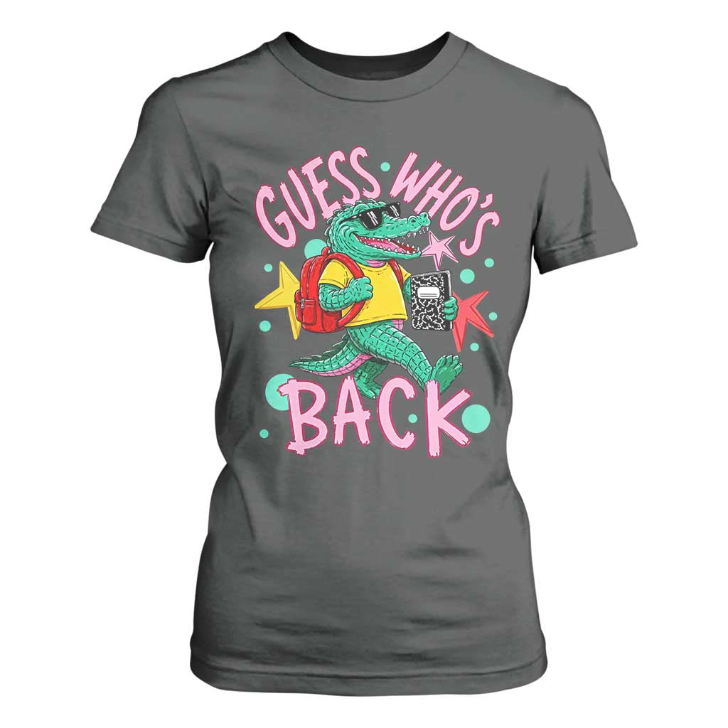 Funny Retro Alligator First Day of School T Shirt For Women Guess Who is Back Cute Kids Gift