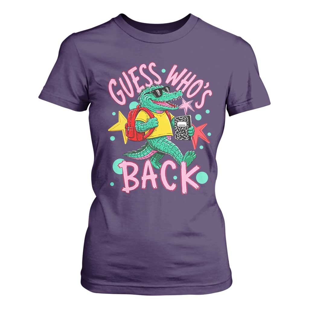 Funny Retro Alligator First Day of School T Shirt For Women Guess Who is Back Cute Kids Gift