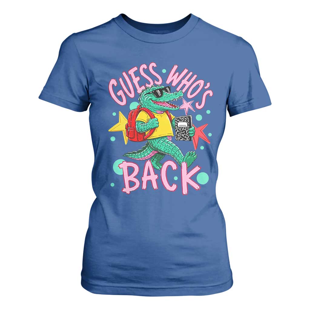 Funny Retro Alligator First Day of School T Shirt For Women Guess Who is Back Cute Kids Gift