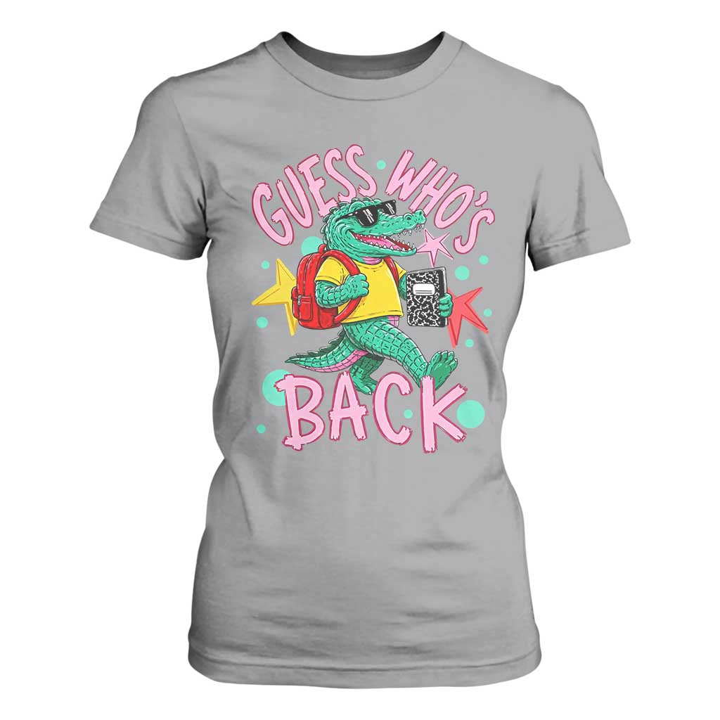 Funny Retro Alligator First Day of School T Shirt For Women Guess Who is Back Cute Kids Gift