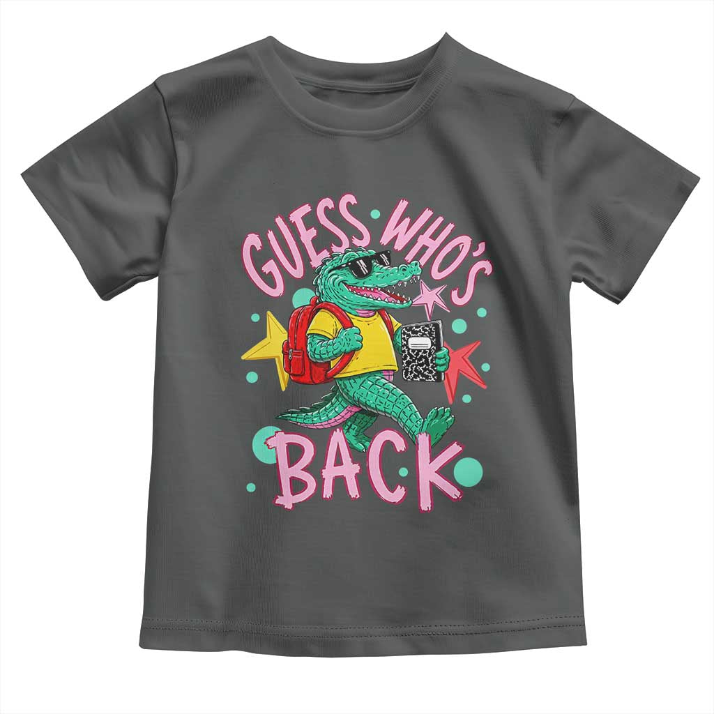 Funny Retro Alligator First Day of School Toddler T Shirt Guess Who is Back Cute Kids Gift