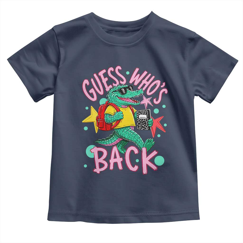 Funny Retro Alligator First Day of School Toddler T Shirt Guess Who is Back Cute Kids Gift