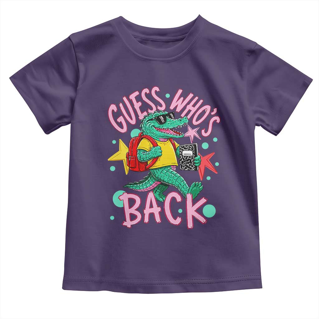 Funny Retro Alligator First Day of School Toddler T Shirt Guess Who is Back Cute Kids Gift