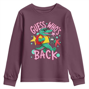 Funny Retro Alligator First Day of School Youth Sweatshirt Guess Who is Back Cute Kids Gift